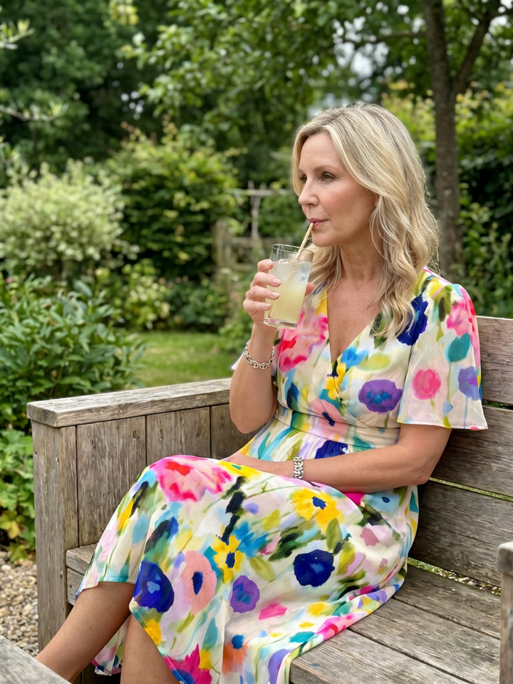 Mirabel | Flutter Sleeve Gathered Waist Floral Print Midi Dress