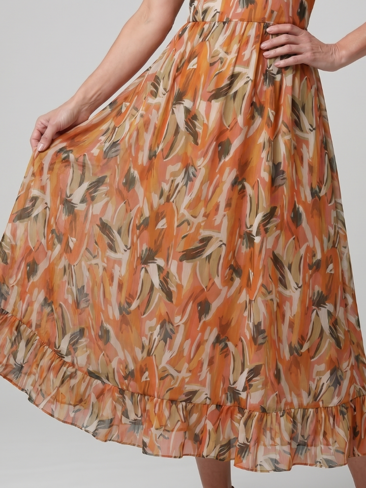 Quill | Spaghetti Strap Abstract Print Midi Dress
