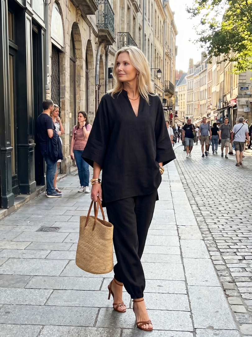 Georgiana | V Neck Tunic Gathered Trouser Set