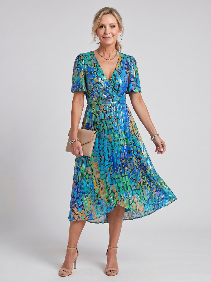 Mirabel | Flutter Sleeve Gathered Waist Floral Print Midi Dress