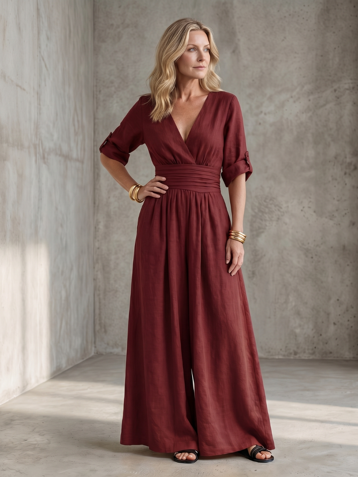 Wanda | Cross Front Wide Leg Jumpsuit