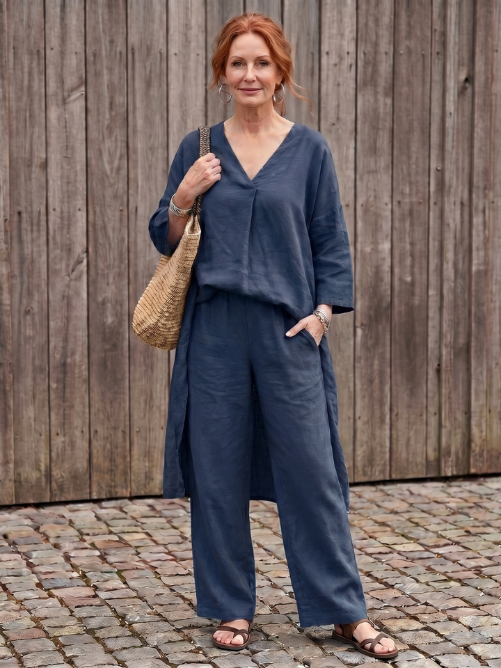 Onyx | Loose Tunic Top Wide Leg Pant Set