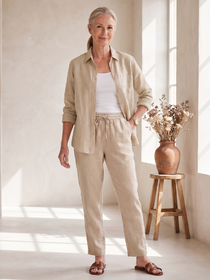 Noor | Long Sleeve Shirt Tapered Pants Set