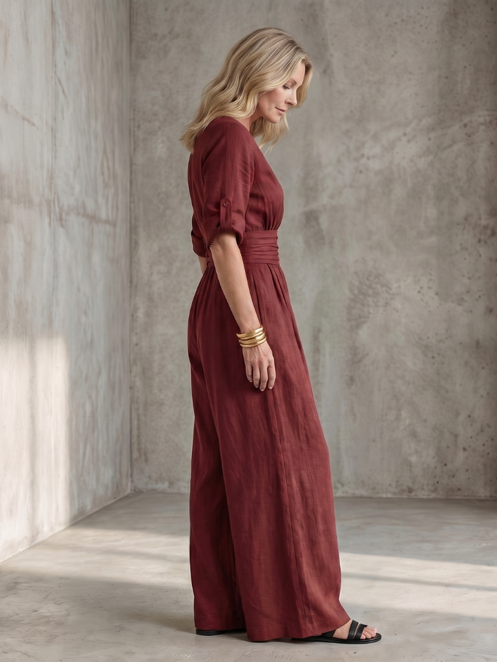 Wanda | Cross Front Wide Leg Jumpsuit