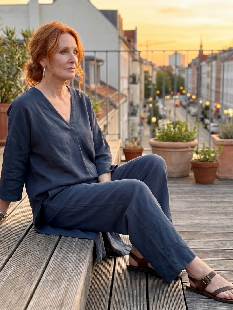Onyx | Loose Tunic Top Wide Leg Pant Set