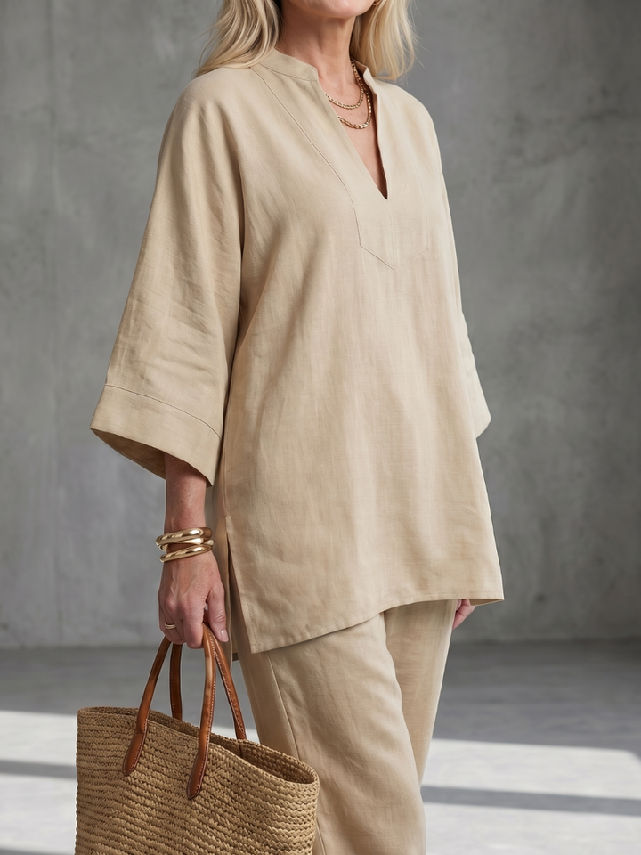 Georgiana | V Neck Tunic Gathered Trouser Set