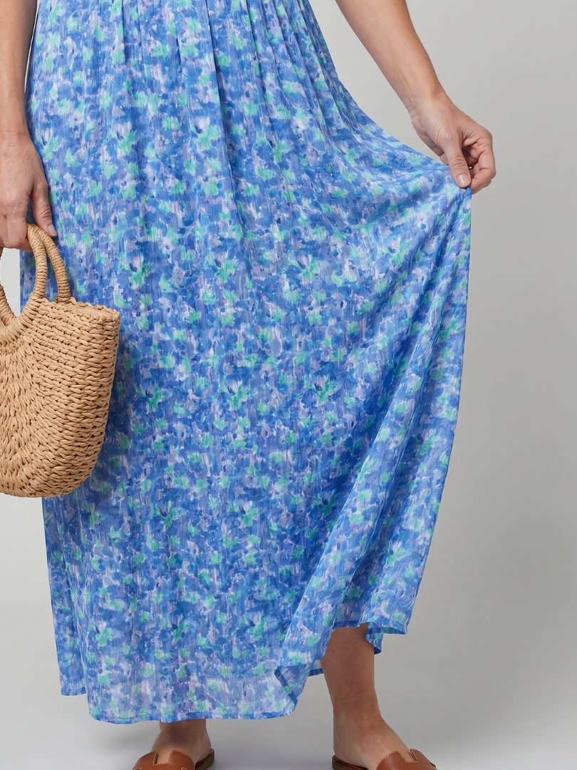 Juna | Short Sleeve Ditsy Floral Print Midi Dress