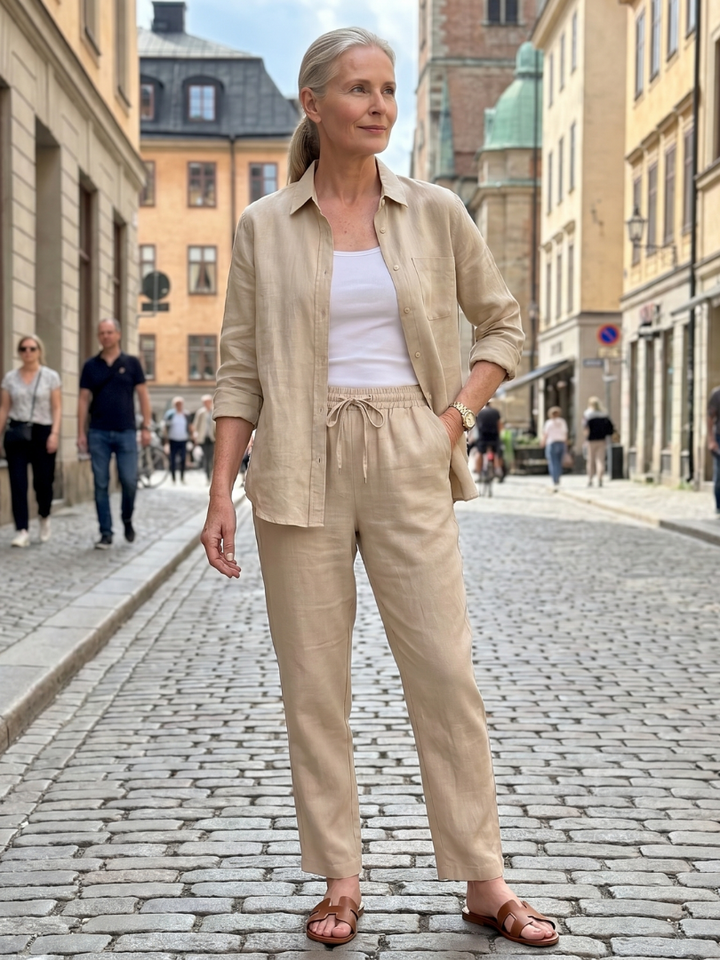 Noor | Long Sleeve Shirt Tapered Pants Set