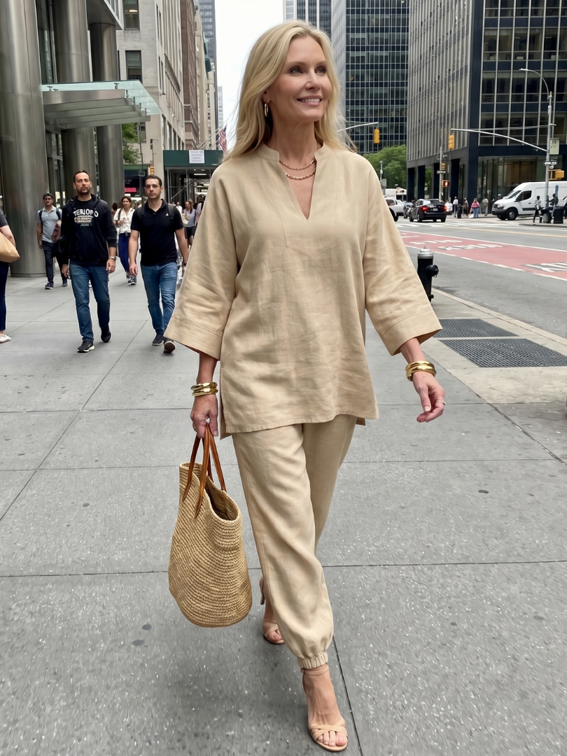 Georgiana | V Neck Tunic Gathered Trouser Set