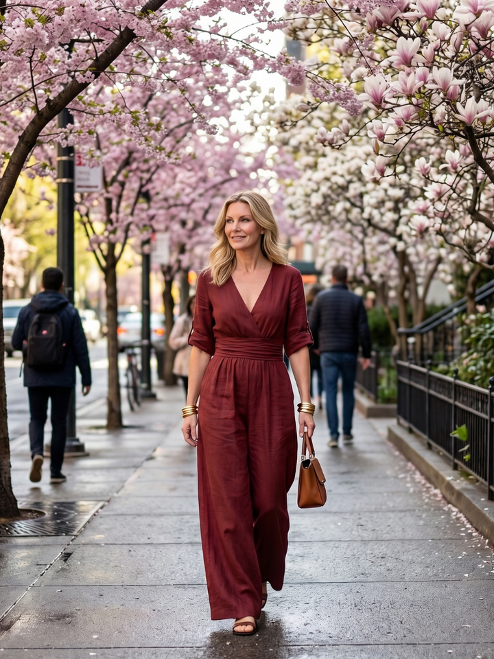Wanda | Cross Front Wide Leg Jumpsuit