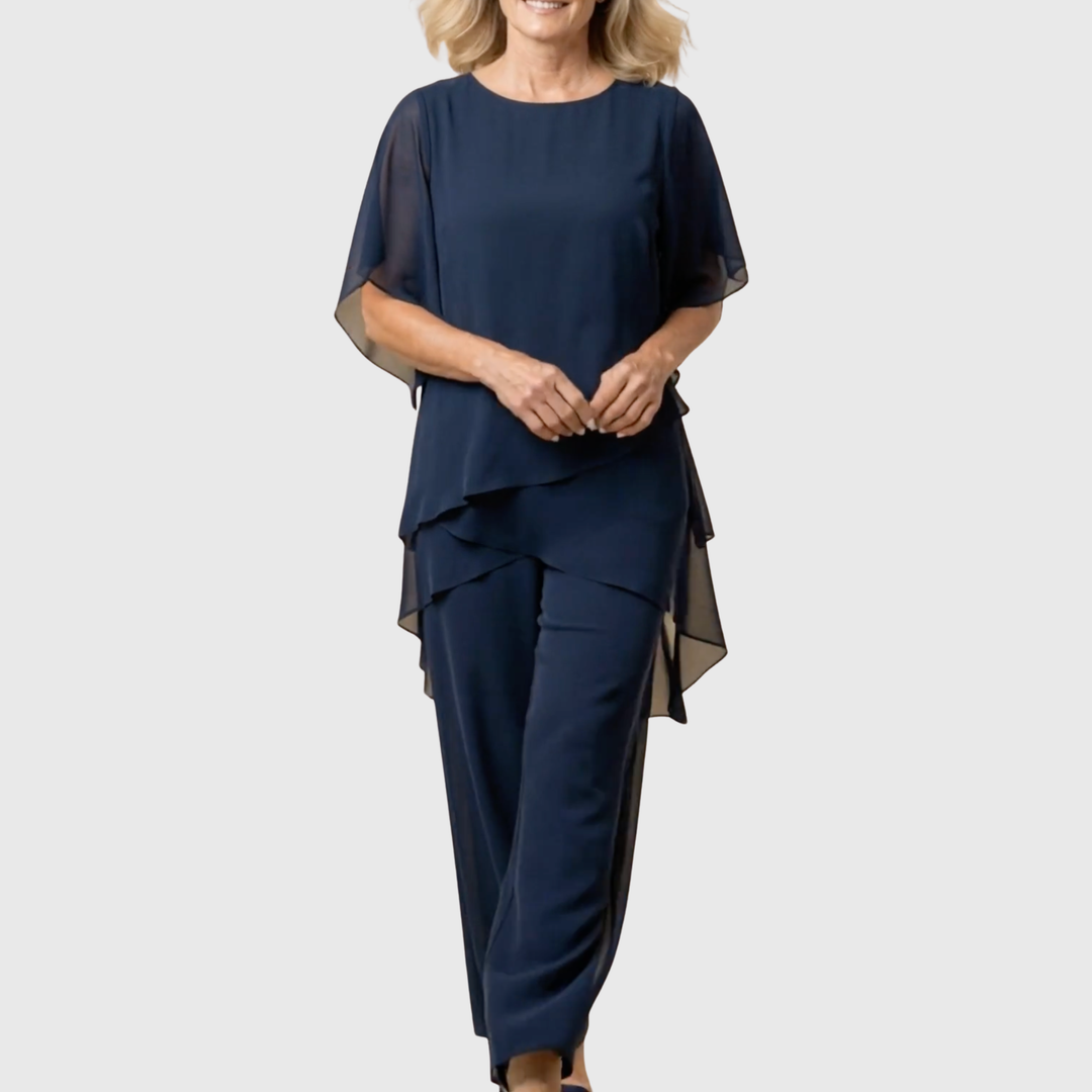 Susan | Suit with draped palazzo pants