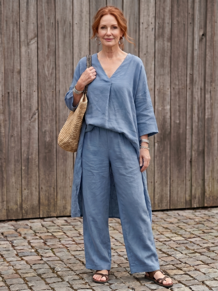 Onyx | Loose Tunic Top Wide Leg Pant Set