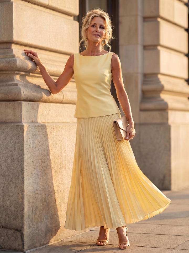 Rhodes | Structured Bodice Pleated Skirt Set