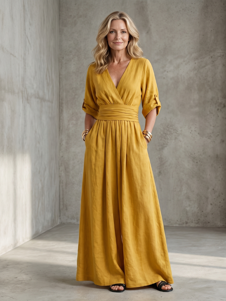 Wanda | Cross Front Wide Leg Jumpsuit