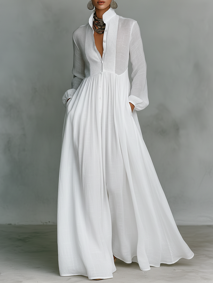 Serena - Flowing Button-Front Maxi Dress