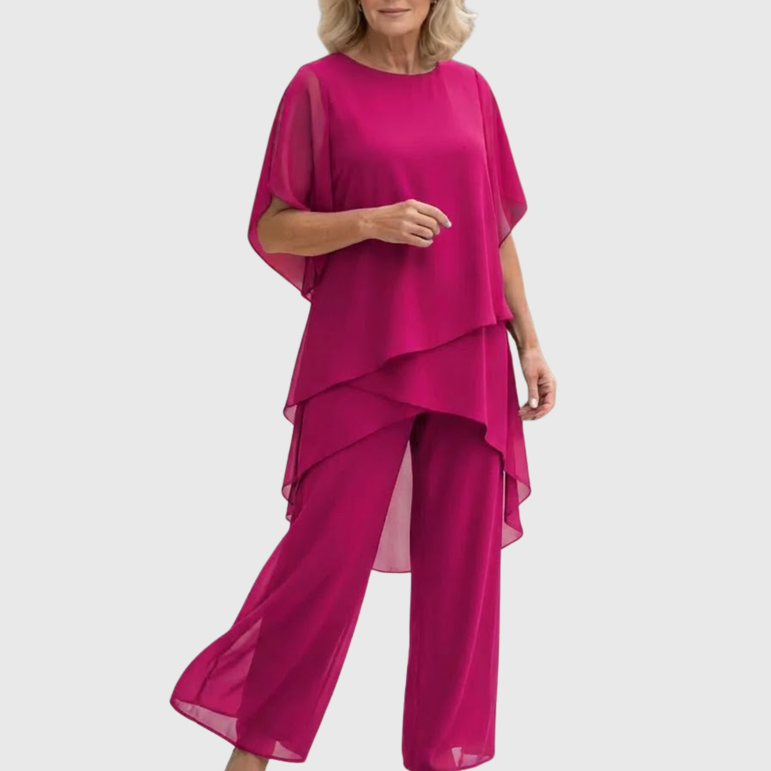 Susan | Suit with draped palazzo pants