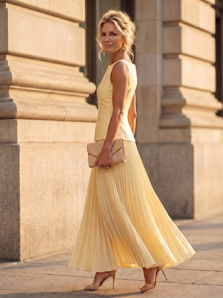 Rhodes | Structured Bodice Pleated Skirt Set
