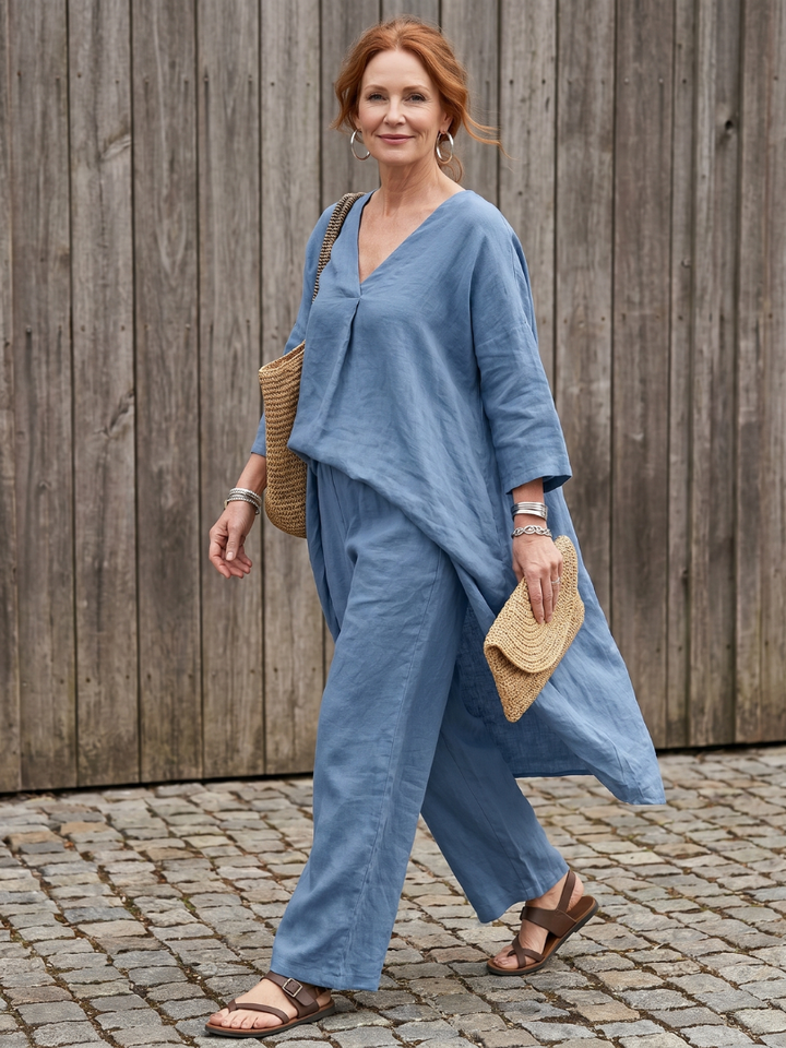Onyx | Loose Tunic Top Wide Leg Pant Set