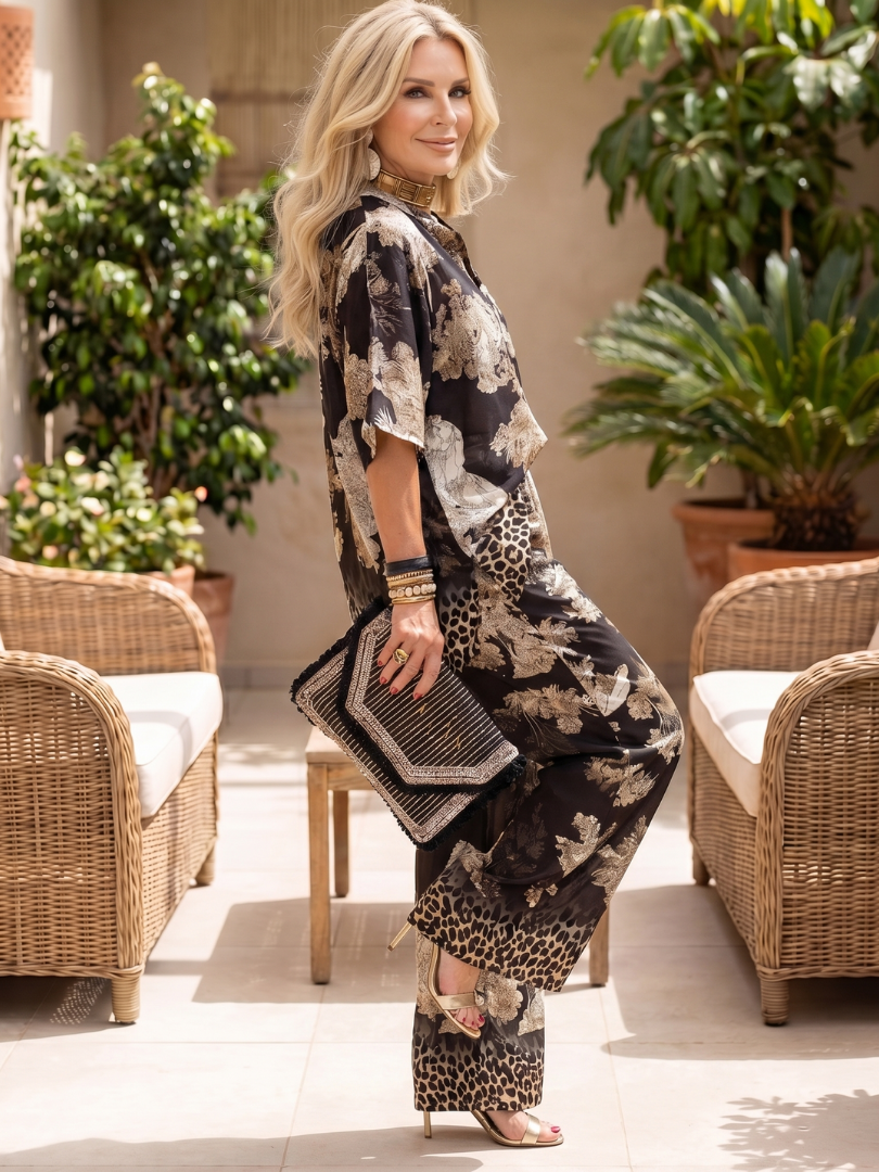 Mina | Printed Wide Leg Wrap Top Set