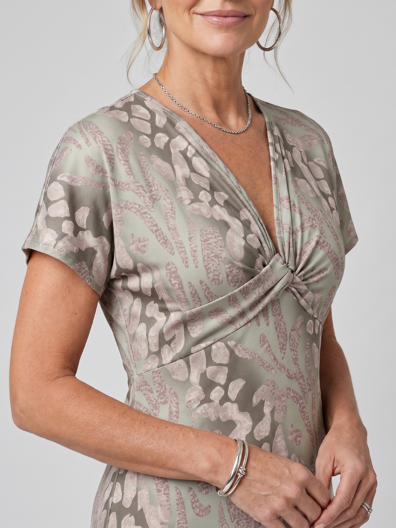 Astra | Short Sleeve Abstract Pattern Maxi Dress