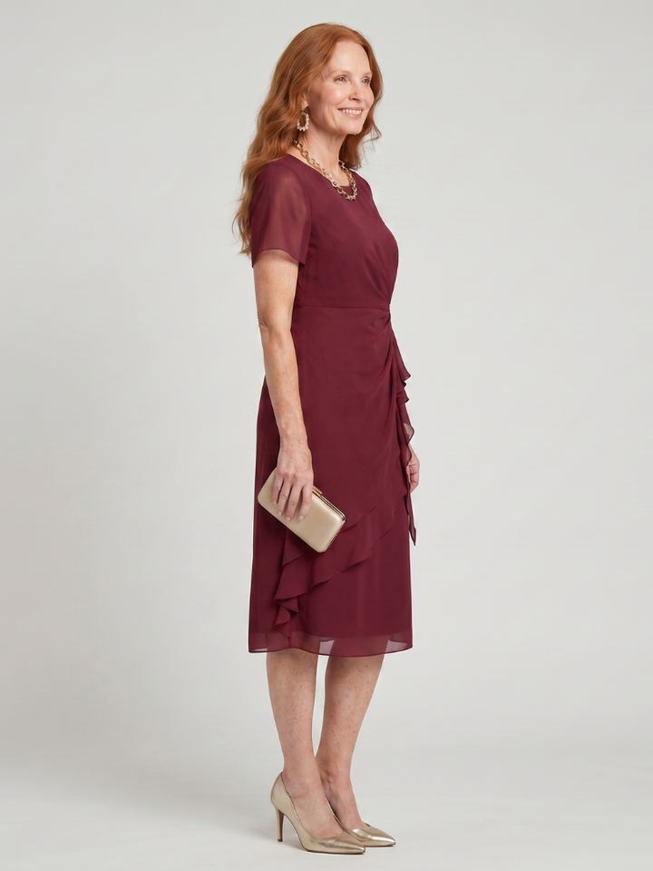Eira | Short Sleeve Layered Hem Midi Dress