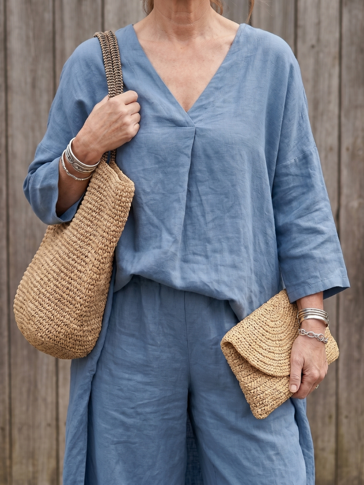 Onyx | Loose Tunic Top Wide Leg Pant Set