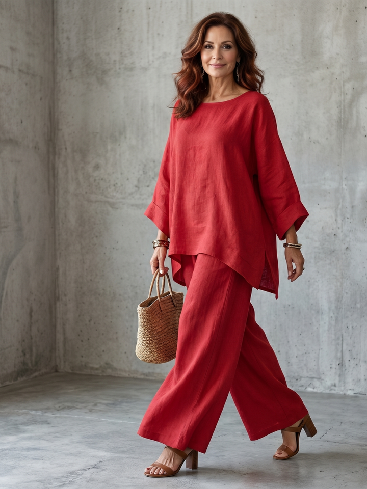 Prue | Oversized Tunic Wide Leg Pant Set