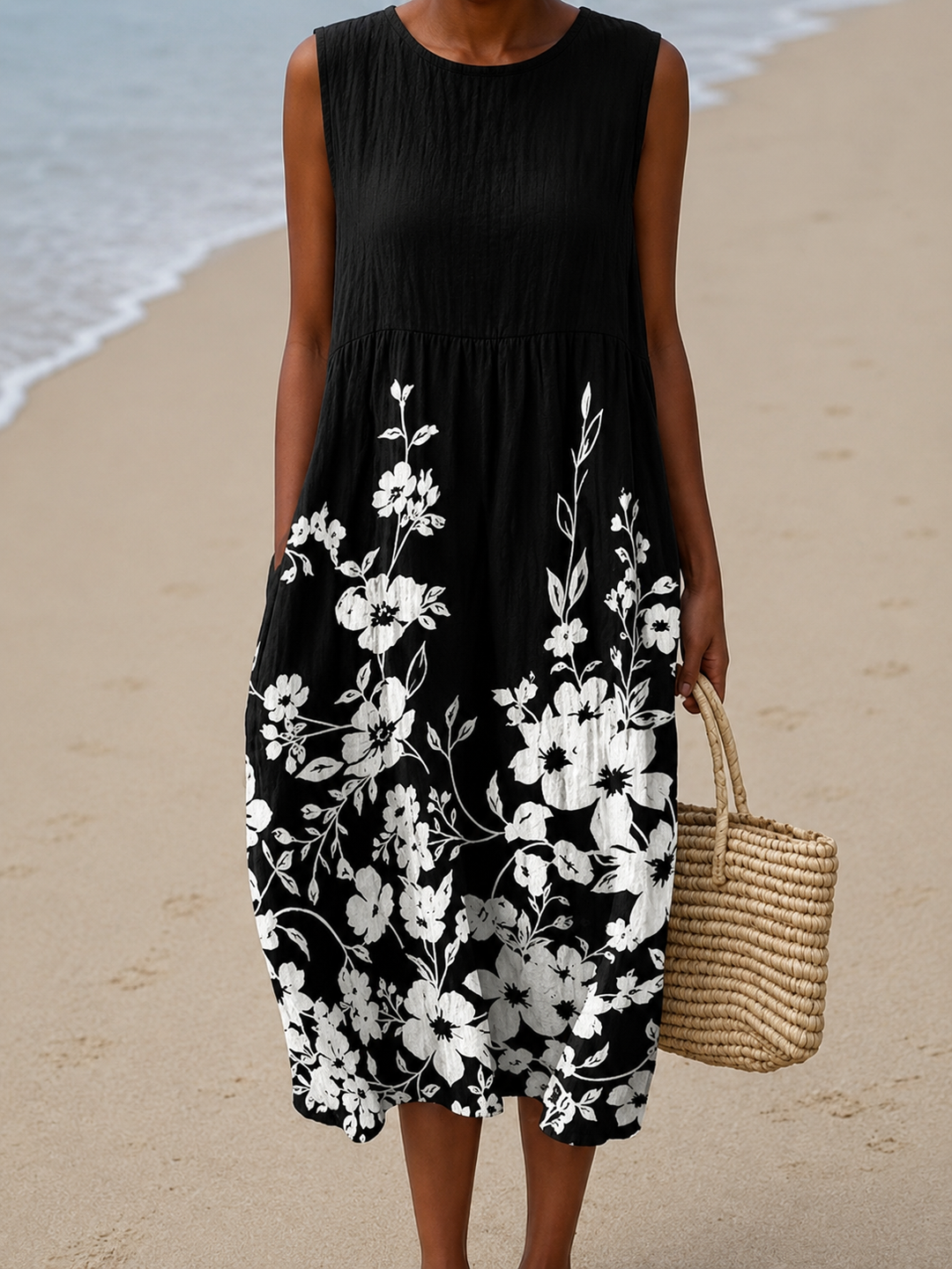 Chloe - Women's Sleeveless Printed Midi Casual Dress