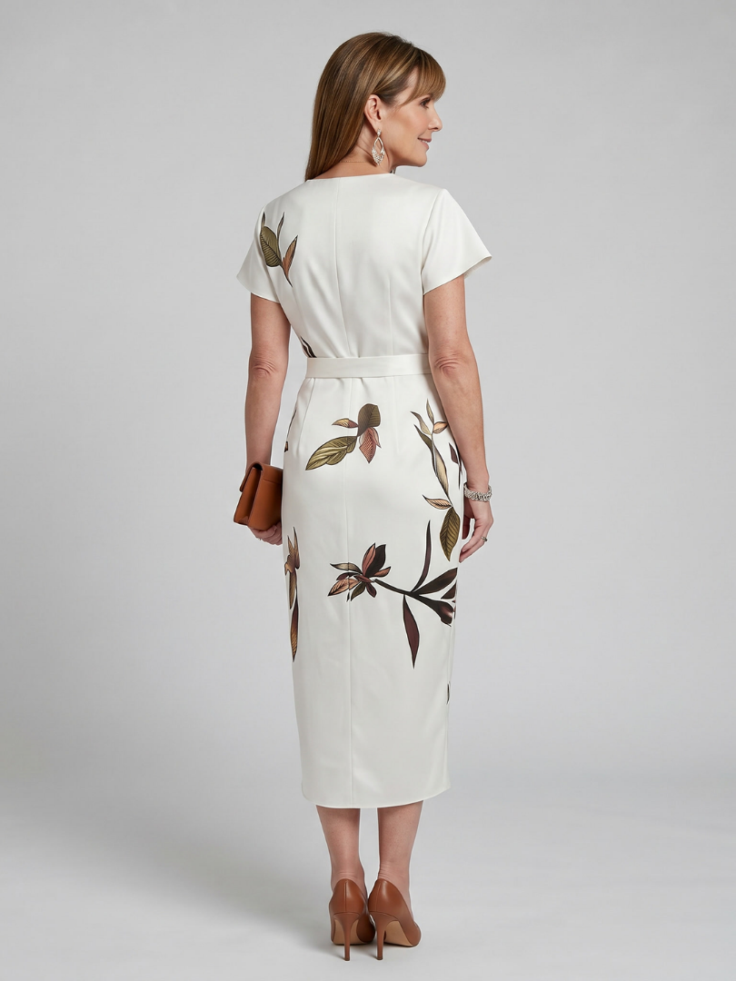 Cypress | Flutter Sleeve Wrap Botanical Print Midi Dress