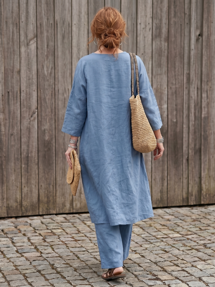 Onyx | Loose Tunic Top Wide Leg Pant Set