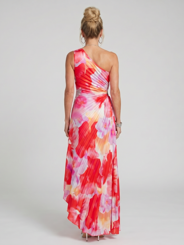 Carla | One Shoulder Pleated Bodice Midi Dress