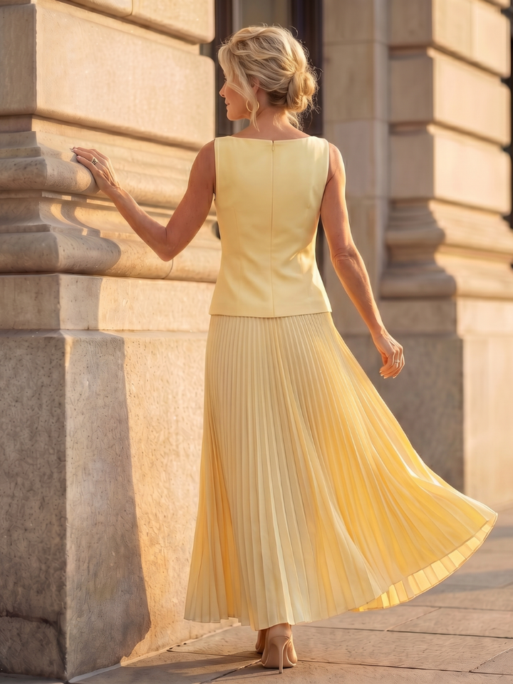 Rhodes | Structured Bodice Pleated Skirt Set