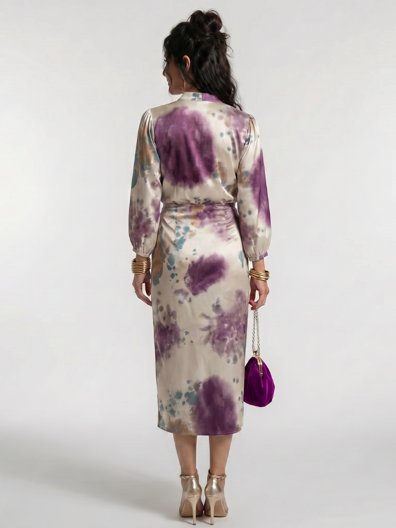 Valentina | Cross Wrap Tie Waist Printed Midi Dress