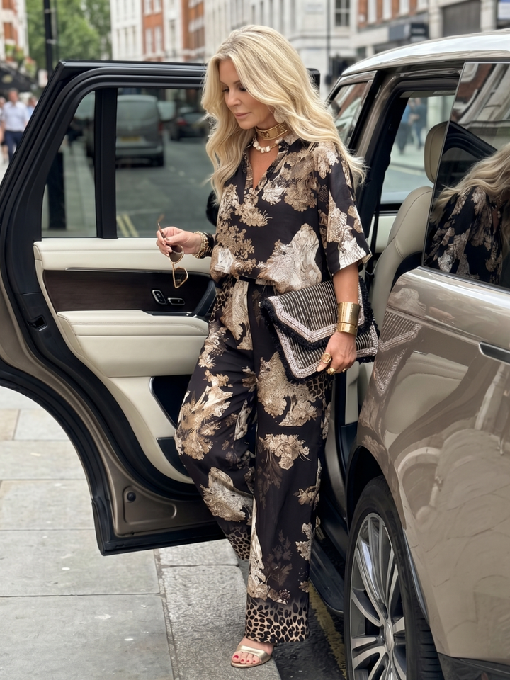 Mina | Printed Wide Leg Wrap Top Set