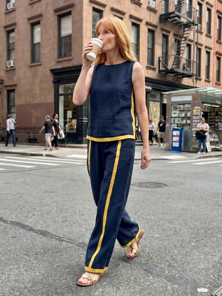 Inara | Sleeveless Top Wide Leg Contrast Pants Set