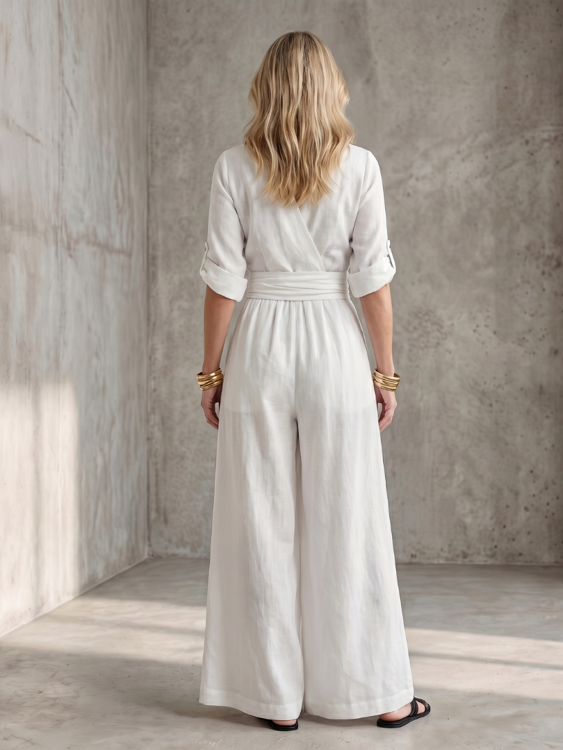 Wanda | Cross Front Wide Leg Jumpsuit