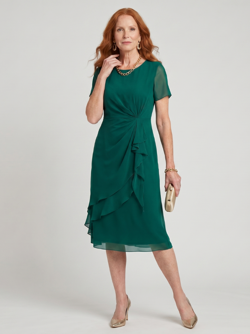 Eira | Short Sleeve Layered Hem Midi Dress