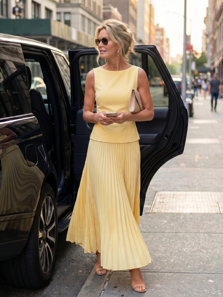 Rhodes | Structured Bodice Pleated Skirt Set