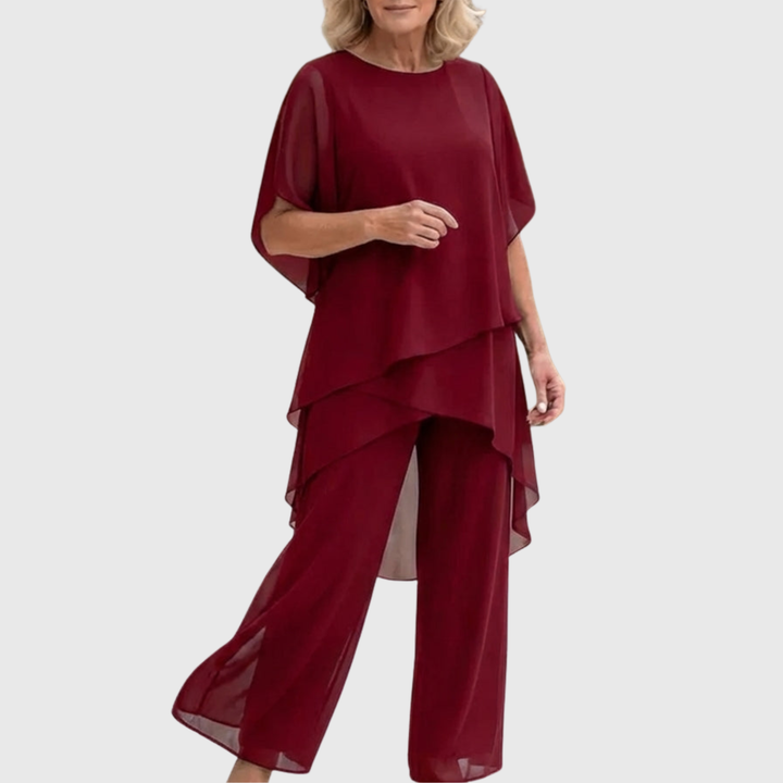 Susan | Suit with draped palazzo pants