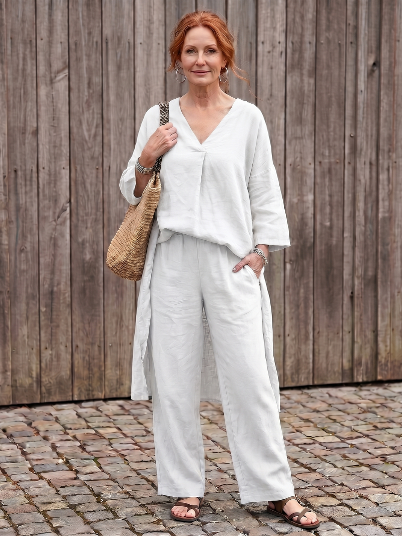 Onyx | Loose Tunic Top Wide Leg Pant Set