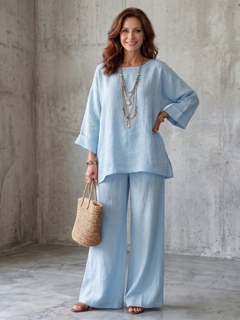 Prue | Oversized Tunic Wide Leg Pant Set
