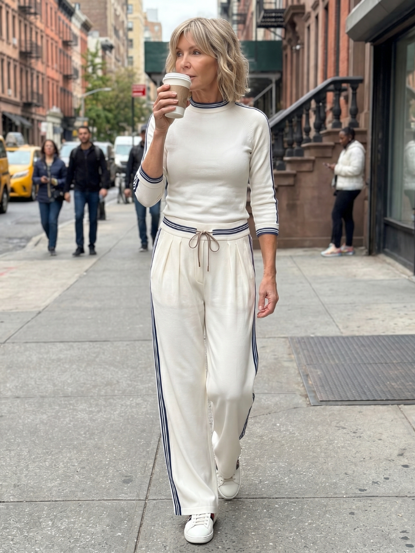 Eirlys | Fitted Long Sleeve Top Wide Leg Pants Set