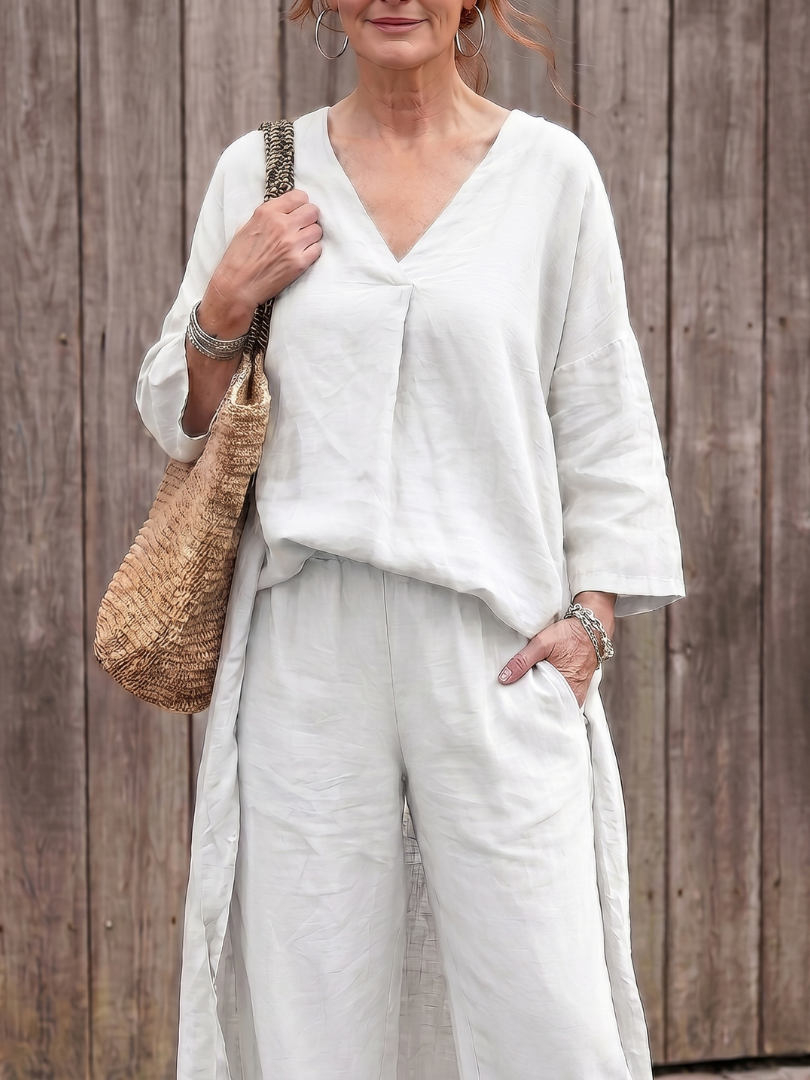 Onyx | Loose Tunic Top Wide Leg Pant Set