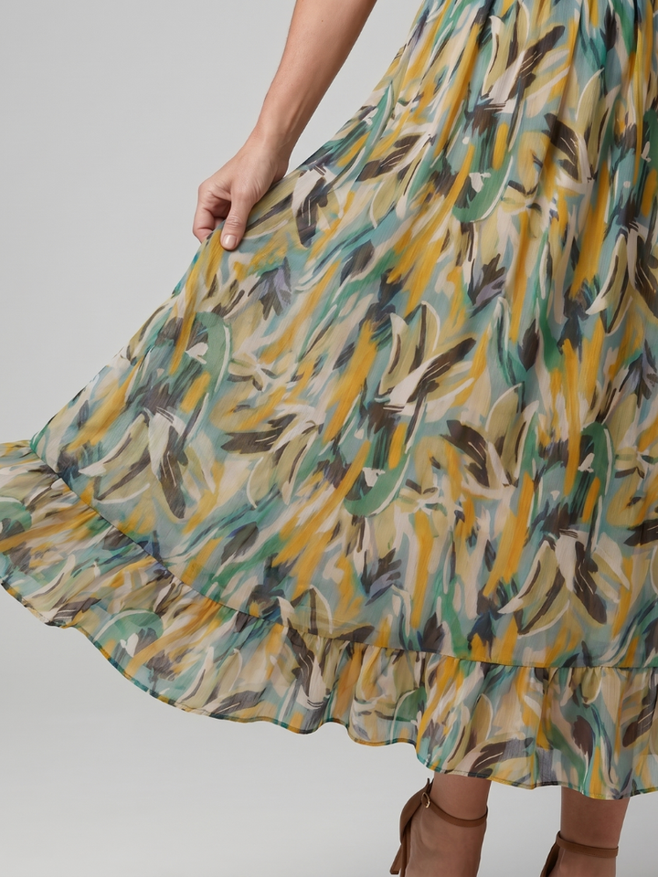 Quill | Spaghetti Strap Abstract Print Midi Dress