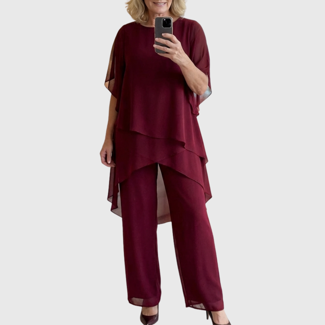 Susan | Suit with draped palazzo pants