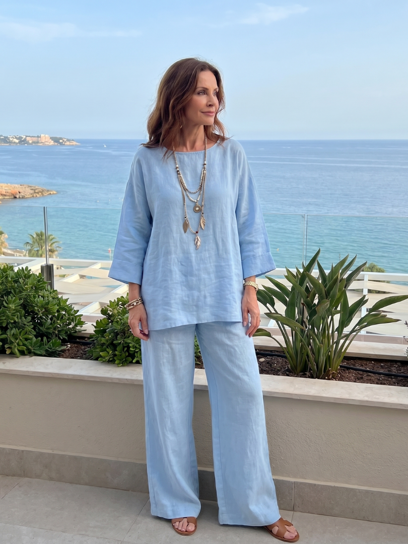 Prue | Oversized Tunic Wide Leg Pant Set