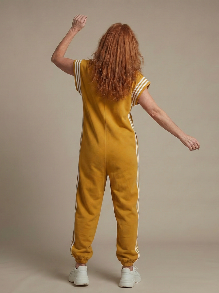 Lark | Zip Front Stripe Panel Jumpsuit