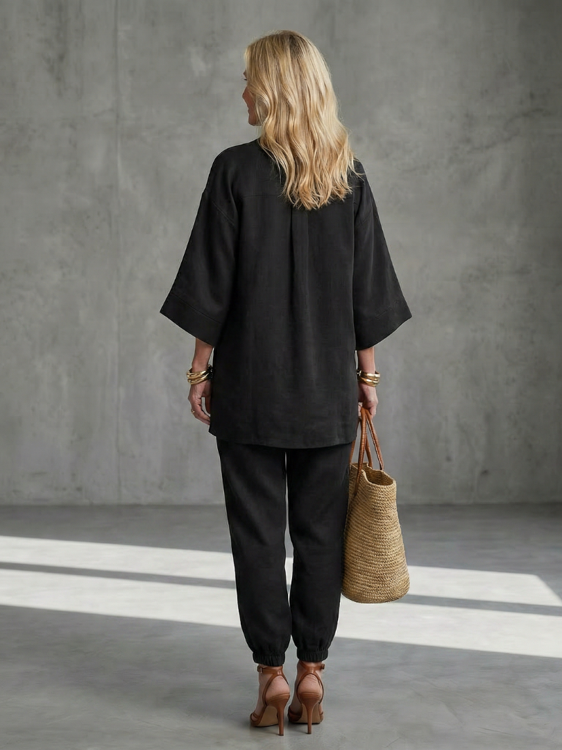 Georgiana | V Neck Tunic Gathered Trouser Set