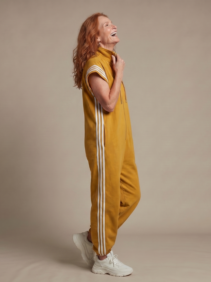 Lark | Zip Front Stripe Panel Jumpsuit