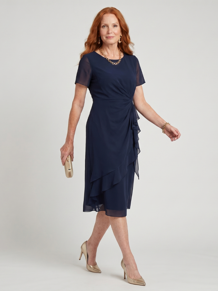 Eira | Short Sleeve Layered Hem Midi Dress